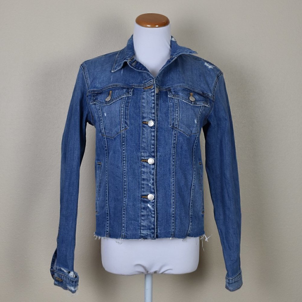 Joe's Jeans Distressed Denim Trucker Jacket - Picture 1 of 9